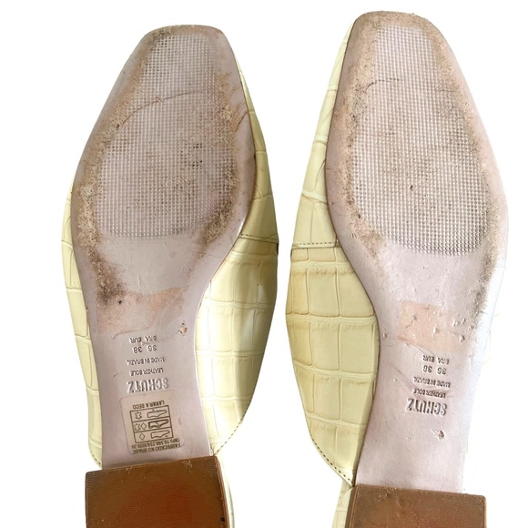 SCHUTZ Croc Embossed Leather Mules In Cream Size 8 - Picture 8 of 10